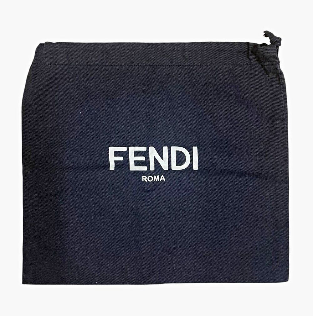 FENDI ROMA Black Drawstring Dust Bag Pouch Logo Designer for Women